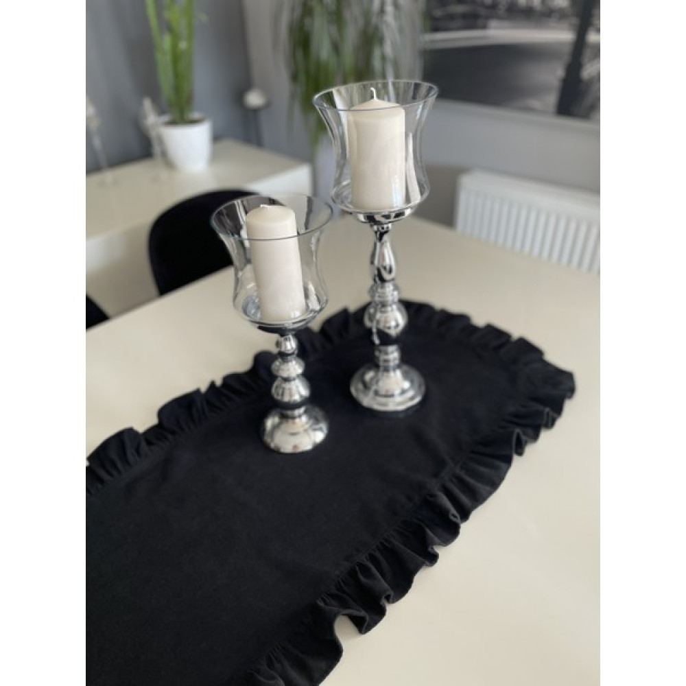 Decamor Home Siyah Tam Fırfırlı Vintage Runner - 45 x 120 cm Masa Örtüsü Fiyatı
