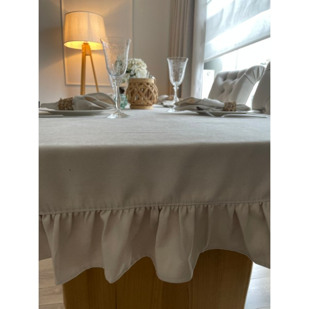 Decamor Home Vintage Fırfırlı Bej Dikdörtgen Dertsiz Masa Örtüsü - 160 x 220 cm Masa Örtüsü Fiyatı