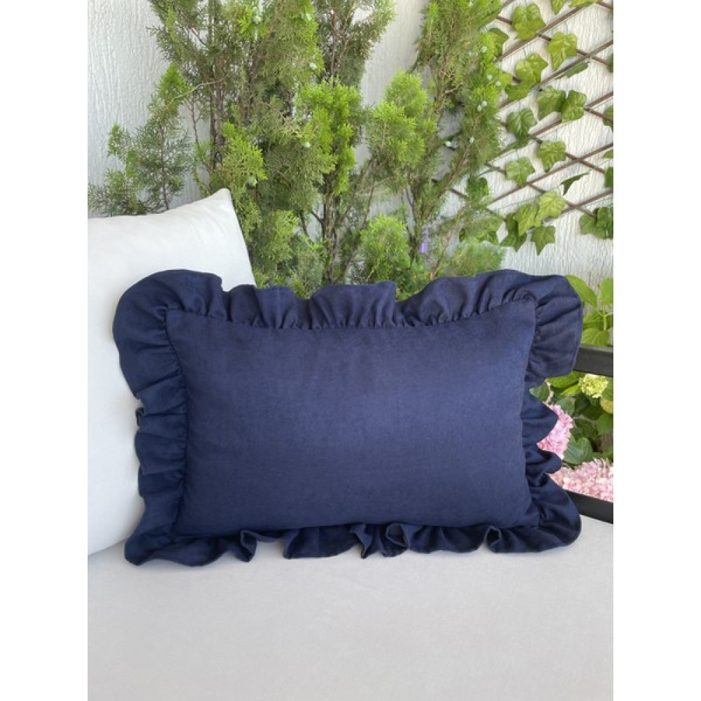 Decamor Home Vintage Fırfırlı Lacivert Kırlent Kılıfı - 50 x 30 cm Kırlent / Mobilya Yastığı Fiyatı