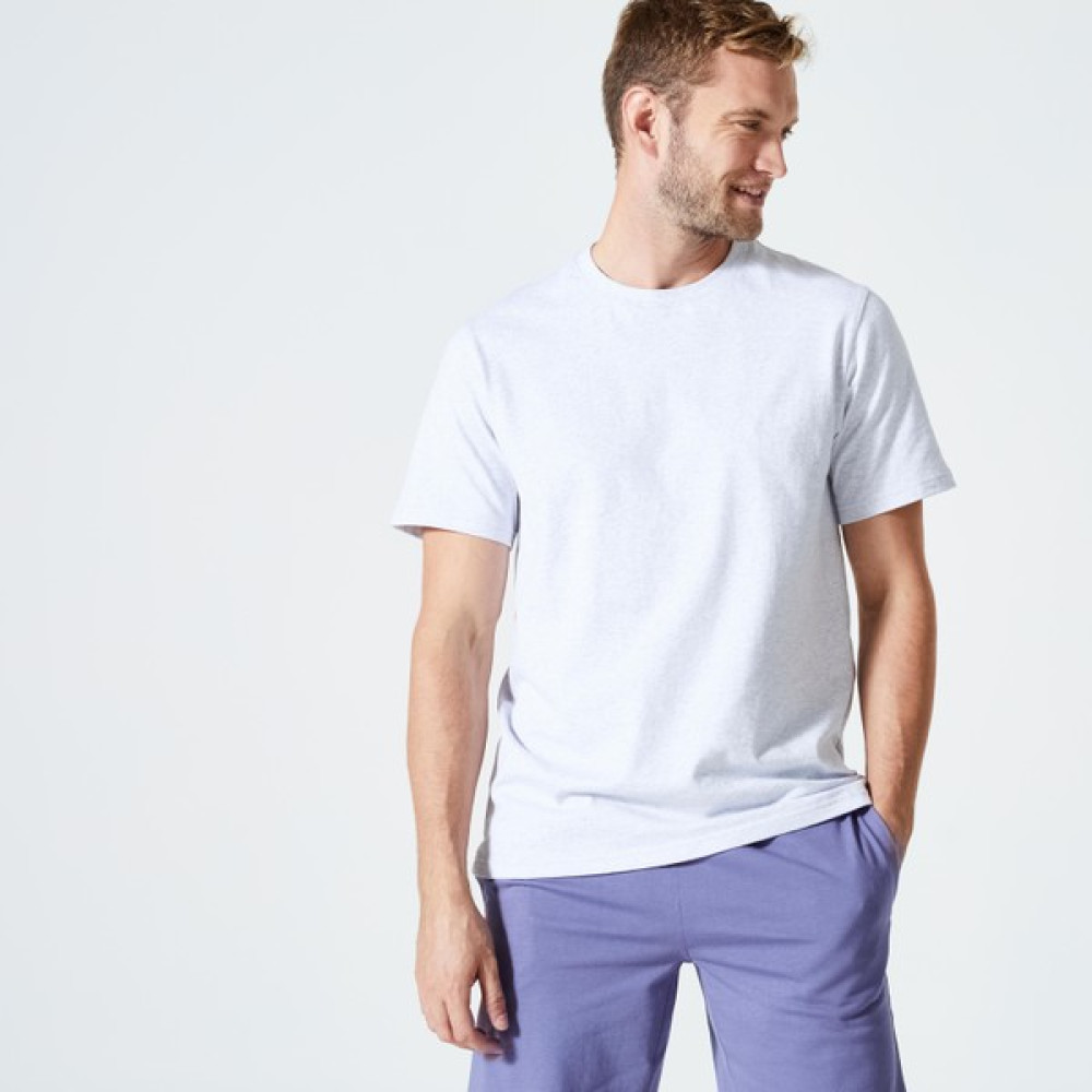 Decathlon Domyos Erkek Açık Gri Regular Spor Tişörtü 500 Essentials - Fitness Erkek Atlet / Fanila Fiyatı