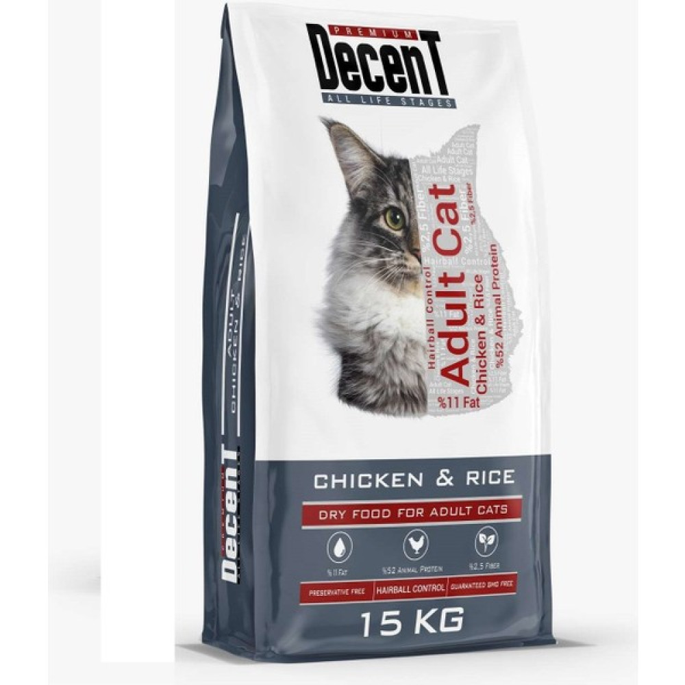 Decent Adult Chicken and Rice Tavuk Etli ve Pirinçli Yetişkin Kedi Maması 15 kg Evcil Hayvan Ürünleri Fiyatı