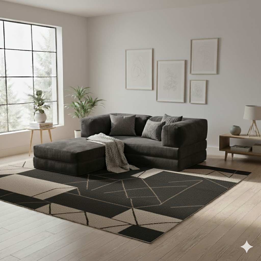 Dechome 160X160 Köşe Takımı | Yeny Fitilli Kadife | Köşe Koltuk | Modüler Köşe Takımı | Yataklı L Koltuk | Fitilli Kadife - Antrasit Koltuk Takımı / Seti Fiyatı