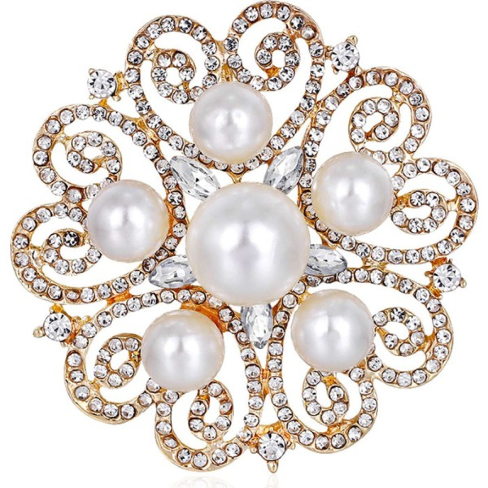 Decisive Çiçek Broş Retro Rhinestone Inci Broş Moda Mizaç Hollow Bayanlar Korsaj (Yurt Dışından) - Beyaz Toka, Taç & Saç Bandı Fiyatı
