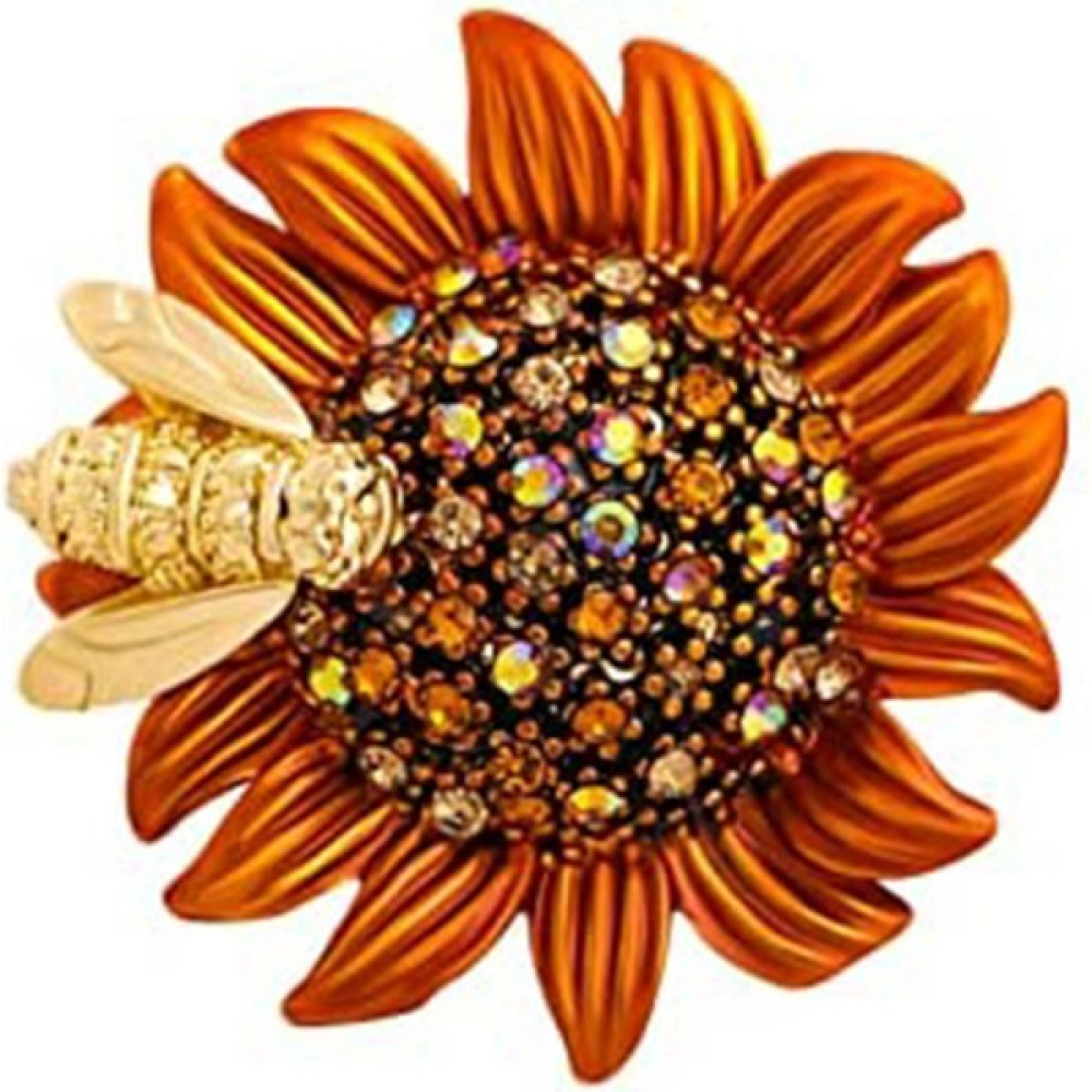 Decisive Kostüm Takı Çiçek Broş Pins Kadınlar Için Moda Kristal Broş Vintage Takı Broş Pins Renk Ayçiçeği Arı B (Yurt Dışından) - Turuncu Toka, Taç & Saç Bandı Fiyatı