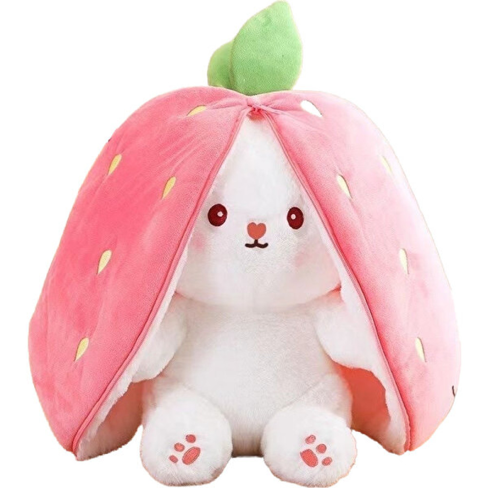 Decisivemicro 20CM Strawberry Tavşan Plush Toy'a Dönüştür (Yurt Dışından) - Beyaz - 20 SANTİMETRE Peluş Oyuncaklar Fiyatı