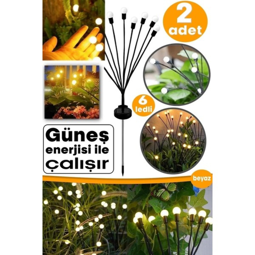 Deco Elit 2 Adet 6 Led'li Güneş Enerjili Ateş Böceği Çiçek Lamba 12 Adet LED Işık Led Aydınlatmalar Fiyatı