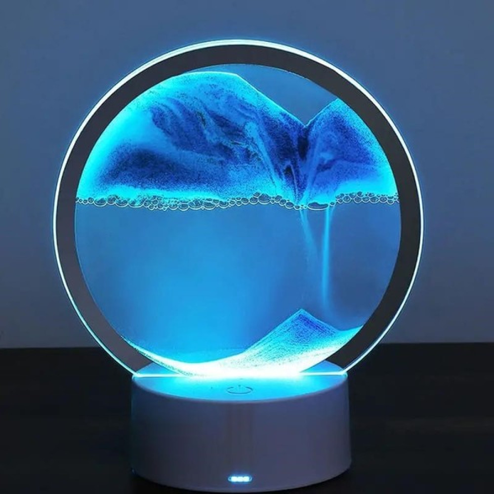 Deco Elit 3D LED Işıklı Kum Saati Gece Lambası 7 Inç Kum Sanatı Ev Ofis Dekorasyonu Mavi Masa Saati Fiyatı
