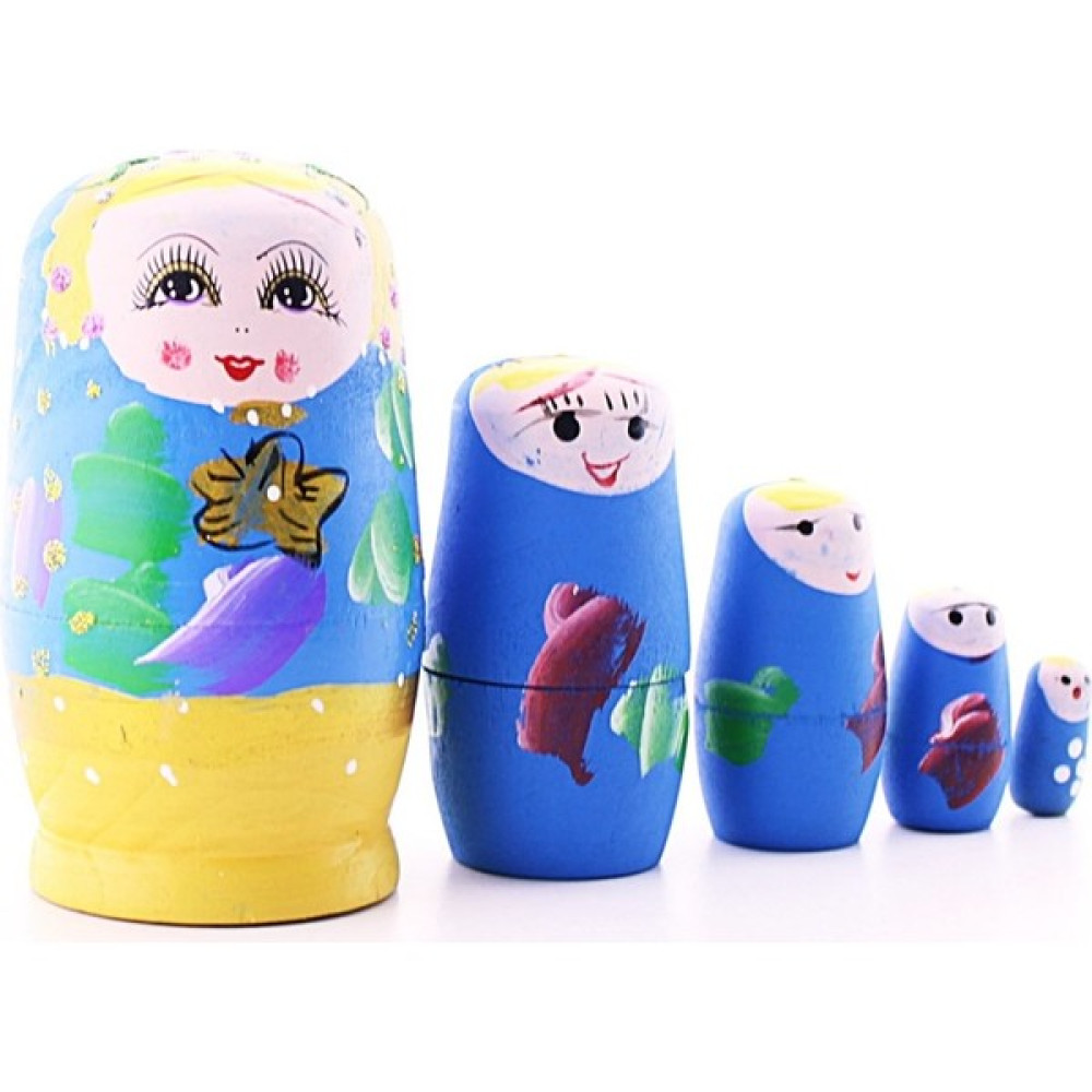 Deco Elit Ahşap Tombul Iç Içe Matruşka Bebek Mavi Set 5li Büyük Boy Biblo Fiyatı