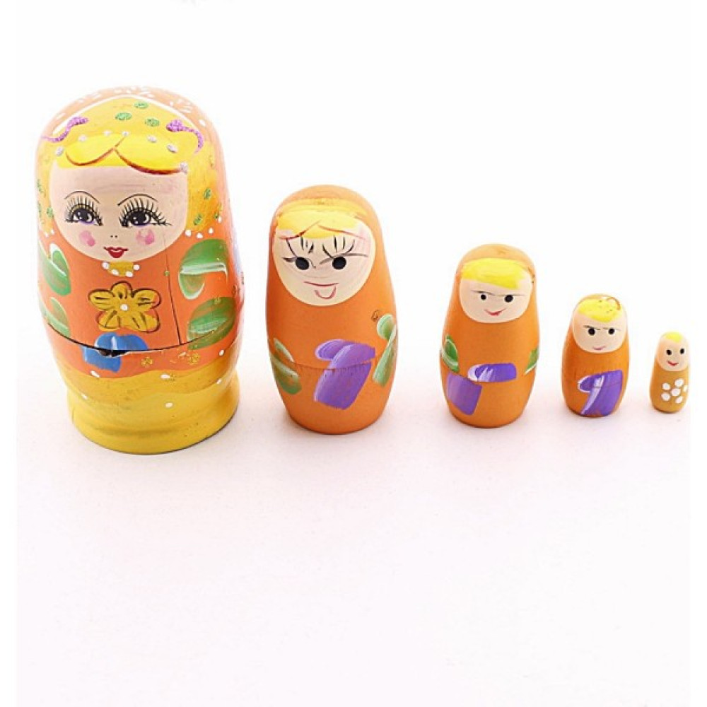 Deco Elit Ahşap Tombul Iç Içe Matruşka Bebek Turuncu Set 5li Büyük Boy Biblo Fiyatı