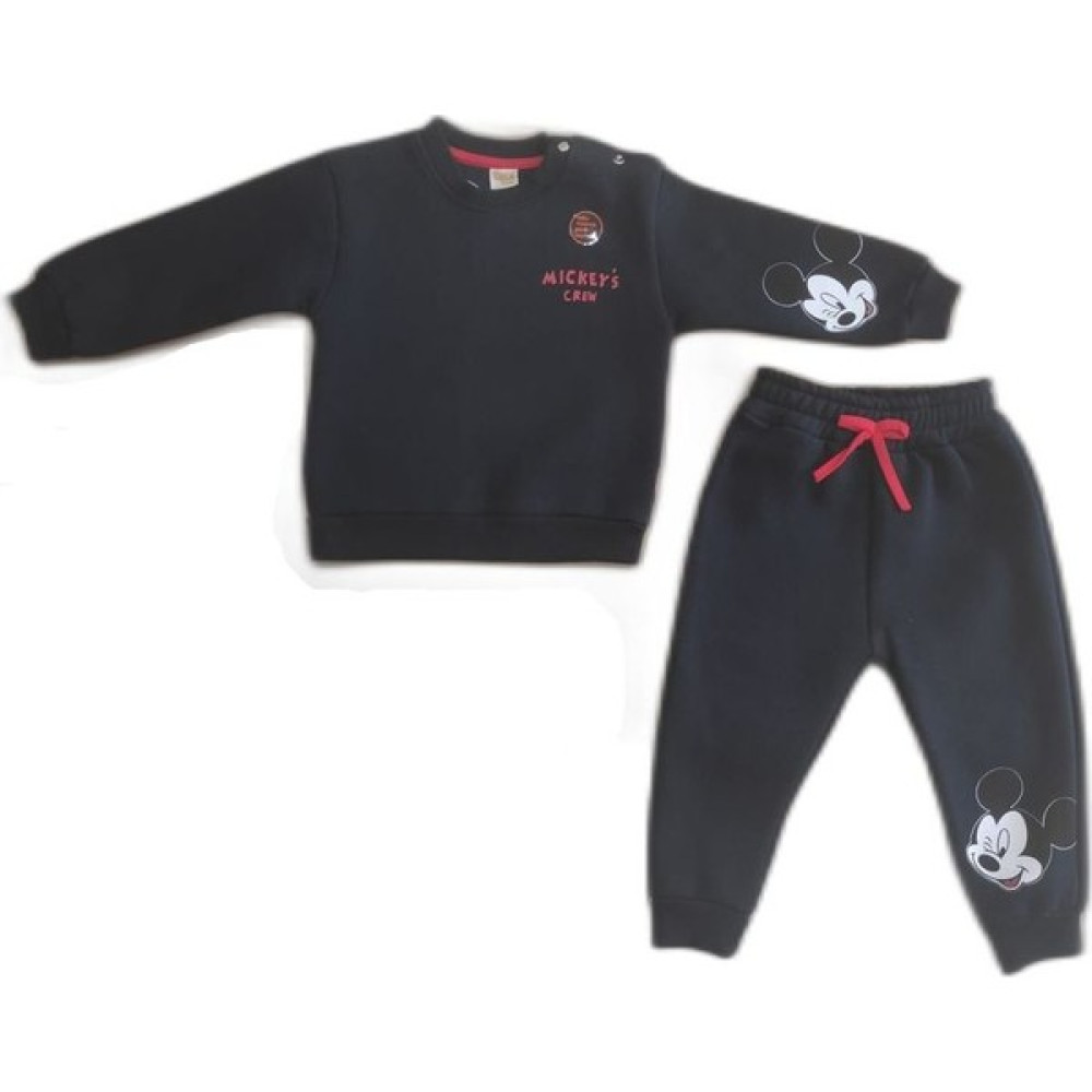 Deco Kids 234507 Erkek Bebek Mickey Mause Sırt Baskılı Şardonlu Lacivert Eşofman Takımı Bebek Eşofman Fiyatı