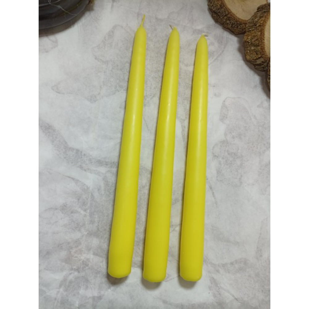 Decobe 3lü Şamdan Mum 25 cm - Sarı - 3 Adet Dekoratif Mum Fiyatı