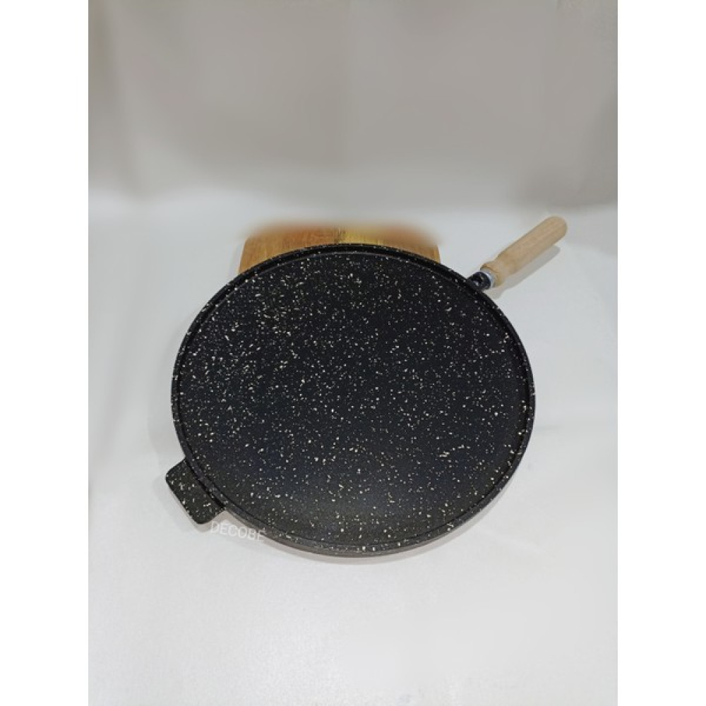 Decobe Büyük Boy Döküm Granit Kalın Bazlama Gözleme Izgara Tavası (Çift Taraflı) 34 cm - SİYAH1 - Siyah Tavalar Fiyatı