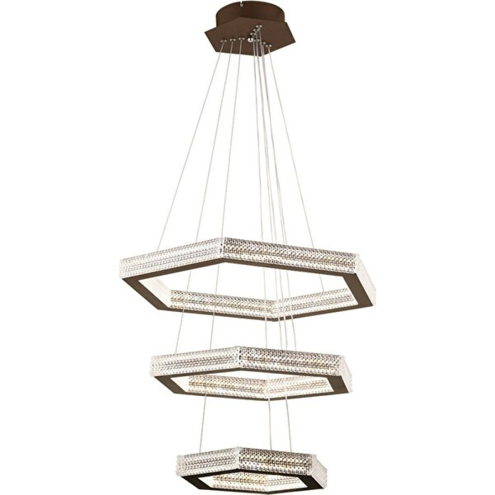 Decobulvar 170W Üç Renk Yanan (3000K-4000K-6500K) Ledli Kristal Taşlı Üçlü Altıgen Sarkıt Avize - Antik Kaplama - 3'lü Avize Fiyatı