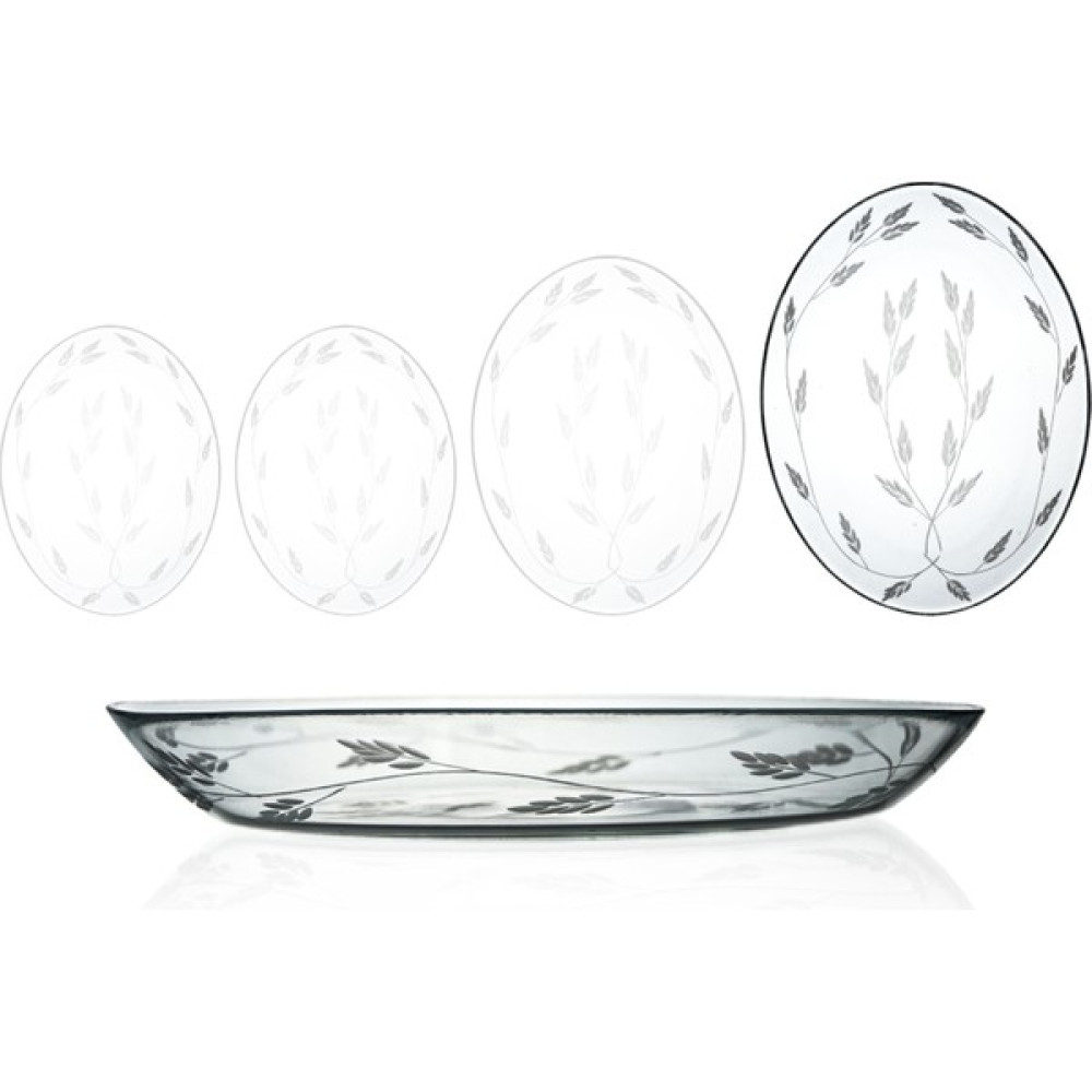 Decocia 1 Adet 33cm Oval Cam Salata Sunum Tabağı Sürgün Desenli Kase Fiyatı