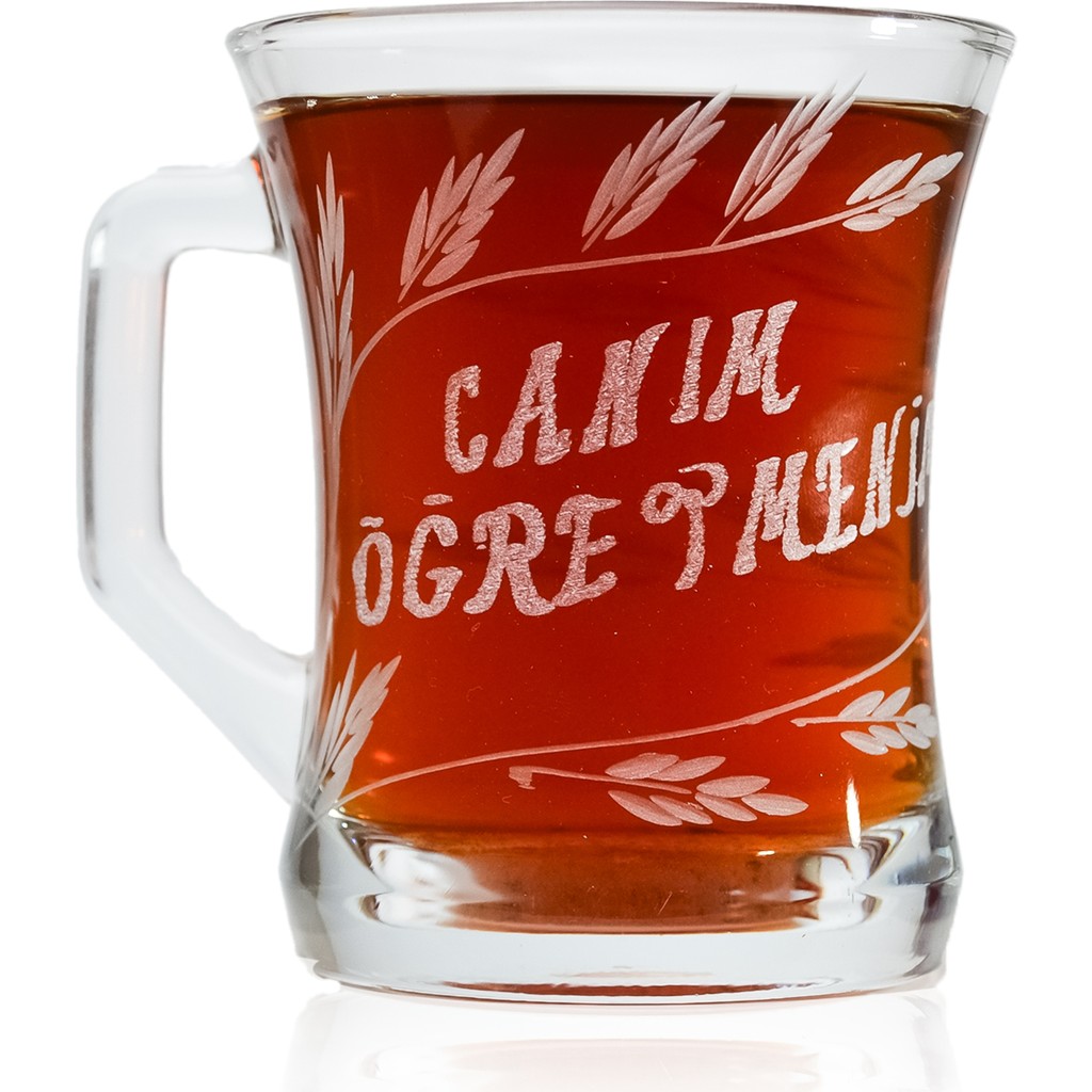 DECOCİA Öğretmenler Günü Hediyesi Özel Yazılı 225cc Cam Kupa Desen Ve İşleme El Yapımı Fincan / Bardak / Kahve Takımı Fiyatı