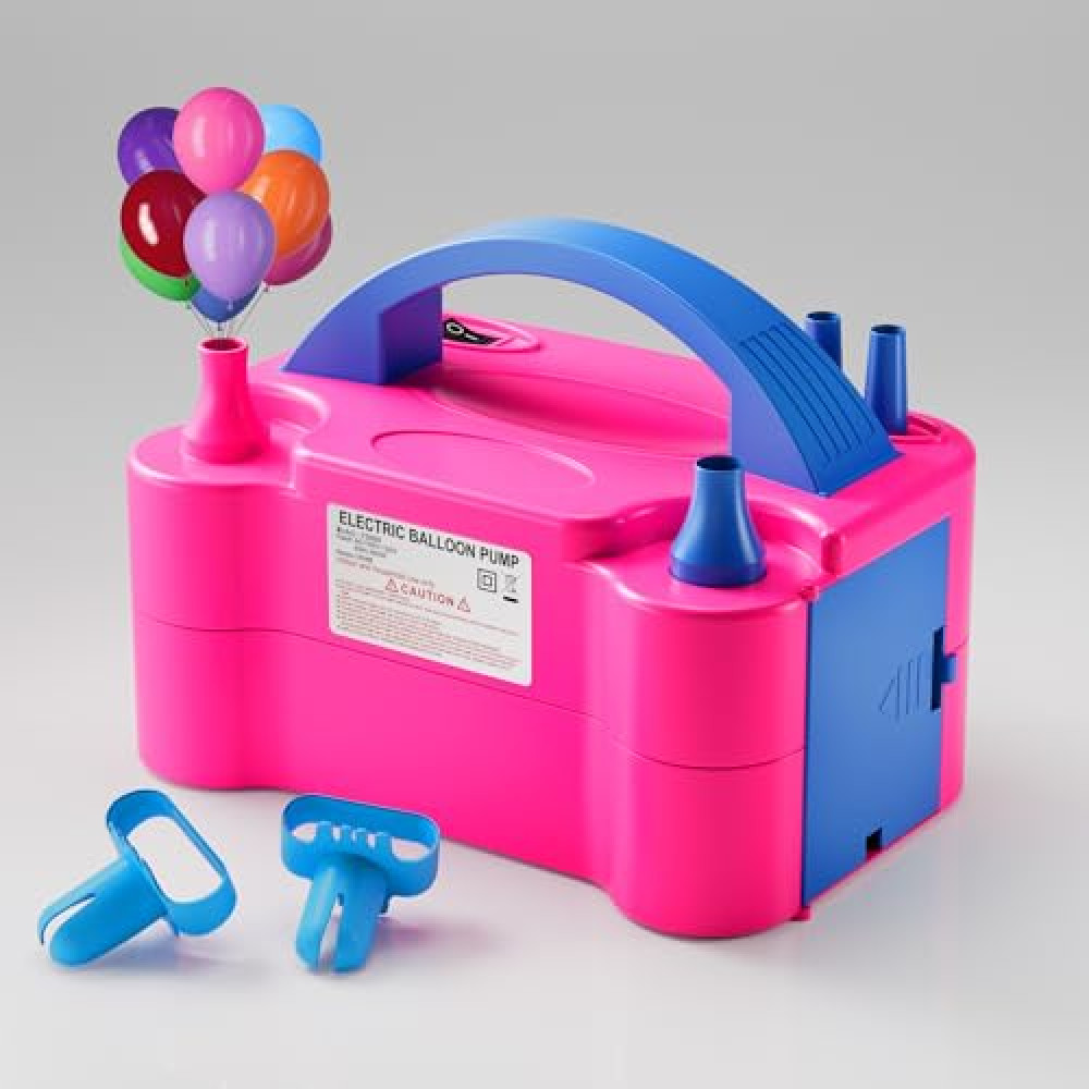 DECOCKRAT Balloon Pump - Electric Dual Nozzle Air Pump for Balloon, Portable Balloon Blower Save Time and Effort, Balloon Inflator for Parties and Decorations - 110V-120V, 600W, BluePink