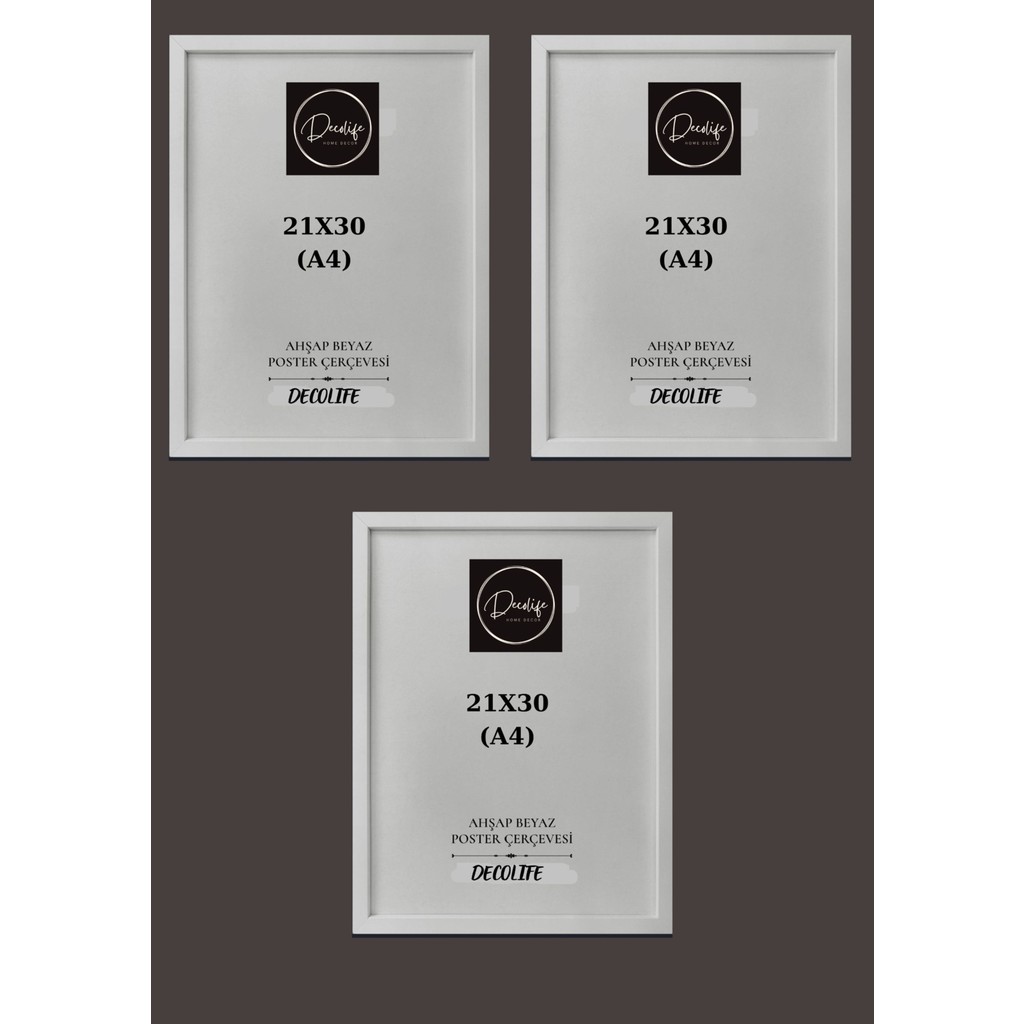 DecoLife 3 Adet A4 Çerçeve, Belge Çerçevesi, Diploma, Sertifika, Fotoğraf Çerçevesi, Resim Çerçevesi, 21 x 30 - Beyaz Resim & Fotoğraf Çerçevesi Fiyatı