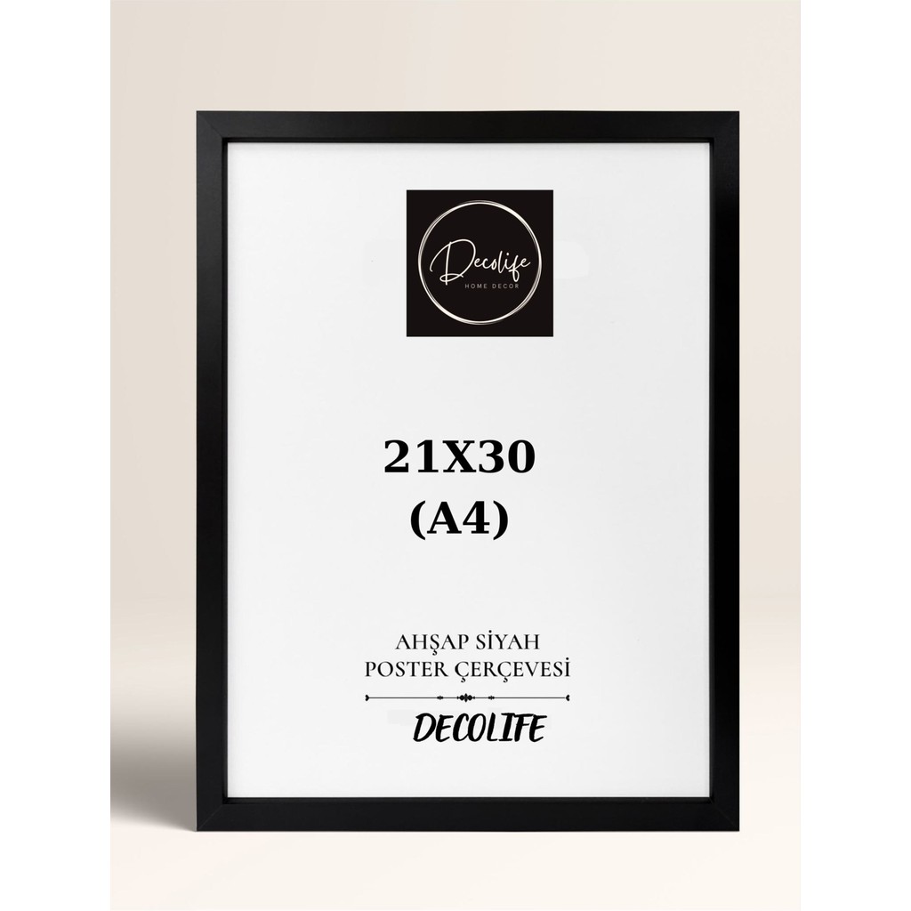 Decolıfe A4 Çerçeve, Belge Çerçevesi, Diploma, Sertifika, Fotoğraf Çerçevesi, Resim Çerçevesi, 21X30 - Siyah Resim & Fotoğraf Çerçevesi Fiyatı