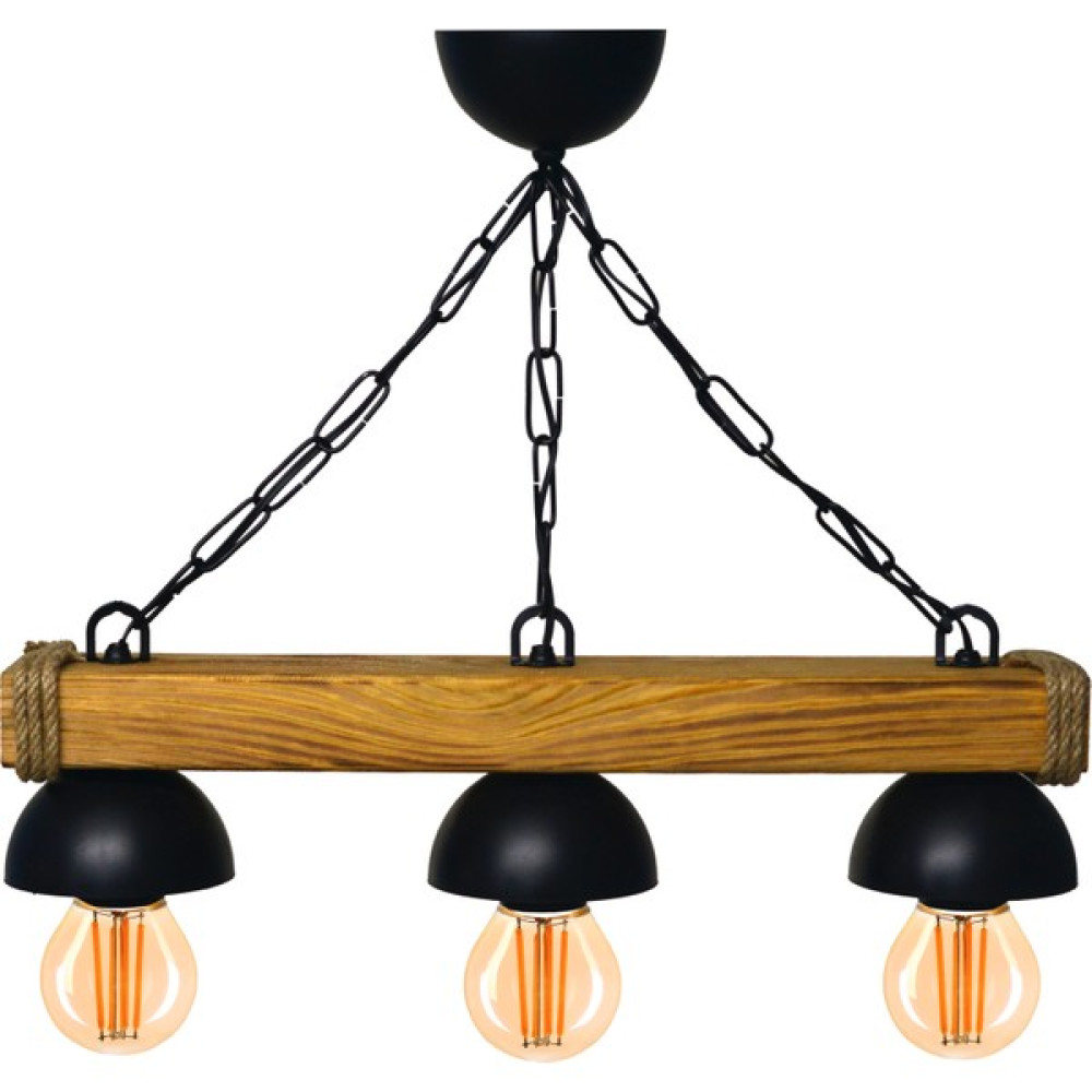 DecoLife Avize, Ahşap Avize, Rustik Ahşap Avize , 3’lü Avize, Halatlı Doğal Ahşap Avize - 3'lü Avize Fiyatı
