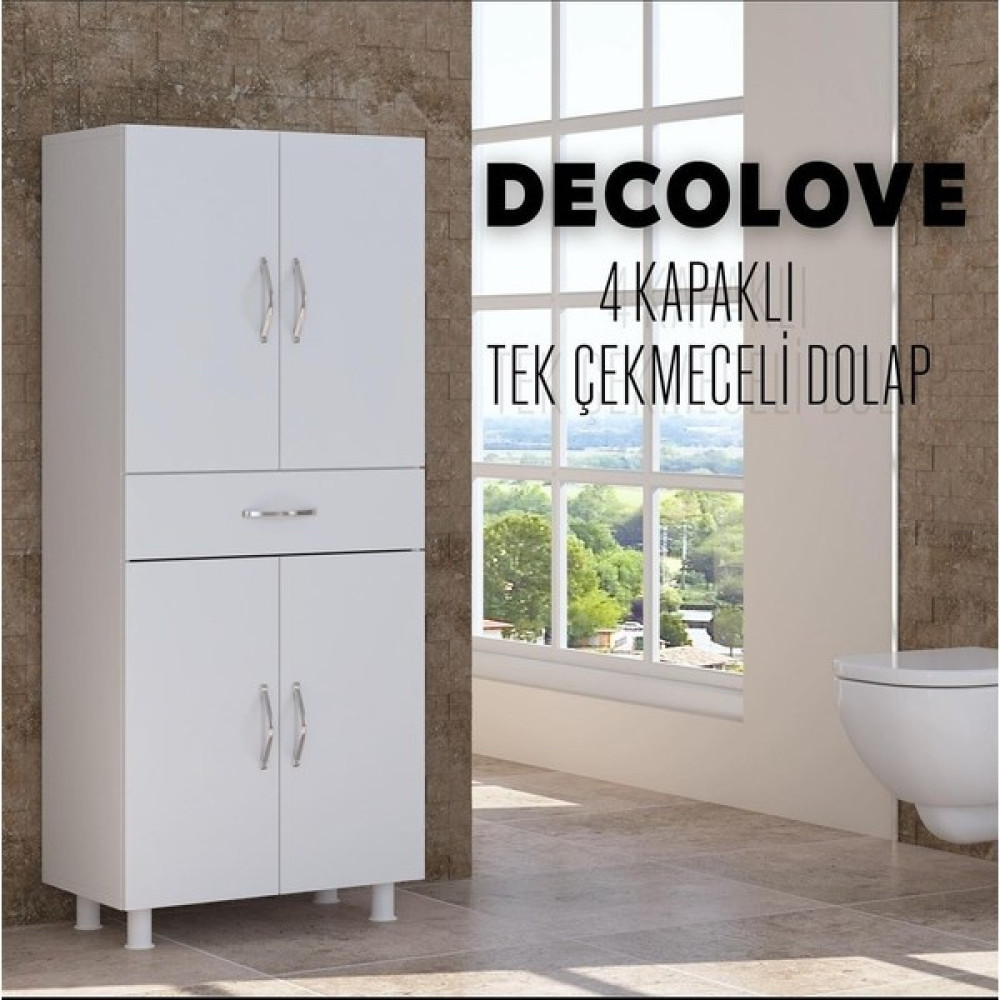 Decolove 4 Kapaklı Tek Çekmeceli Çok Amaçlı Dolap Gardrop & Dolap Fiyatı