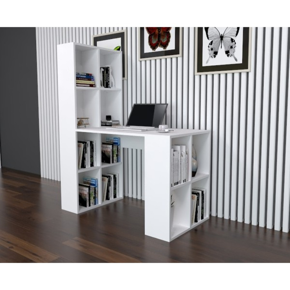 Decomech Mobilya Core Kitaplıklı Çalışma Masası-Beyaz - Y: 75 cm D: 60 cm G: 60 cm - Beyaz Çalışma Masası Fiyatı