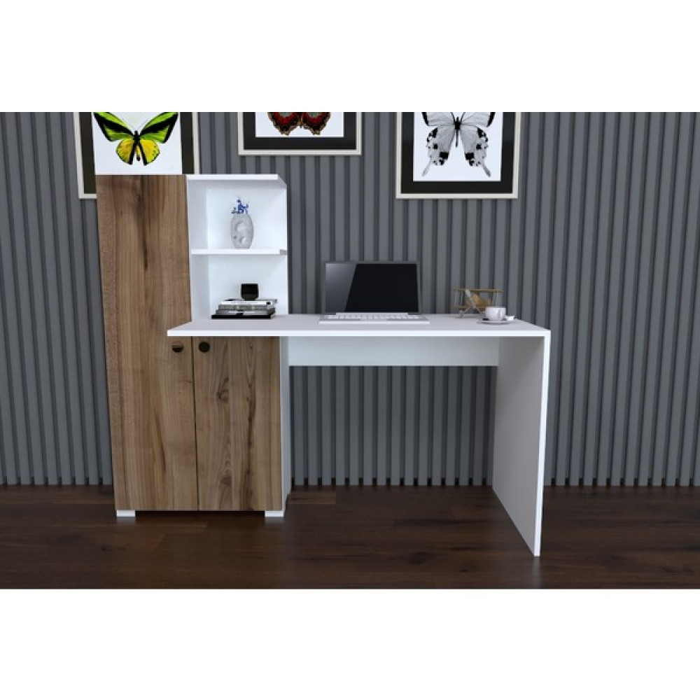 Decomech Mobilya Desk Kapaklı Dolaplı Çalışma Masası-Beyaz-Çırağan - Y: 75 cm D: 60 cm G: 60 cm - Beyaz Çalışma Masası Fiyatı