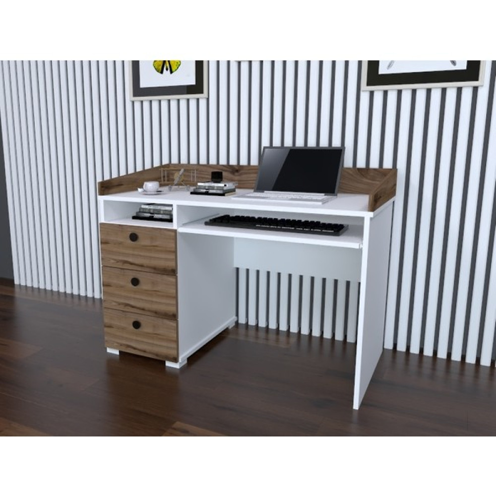 Decomech Mobilya Wes 3 Çekmeceli Çalışma Masası Beyaz-Çırağan - Ceviz - Y: 75 cm D: 60 cm G: 120 cm Çalışma Masası Fiyatı