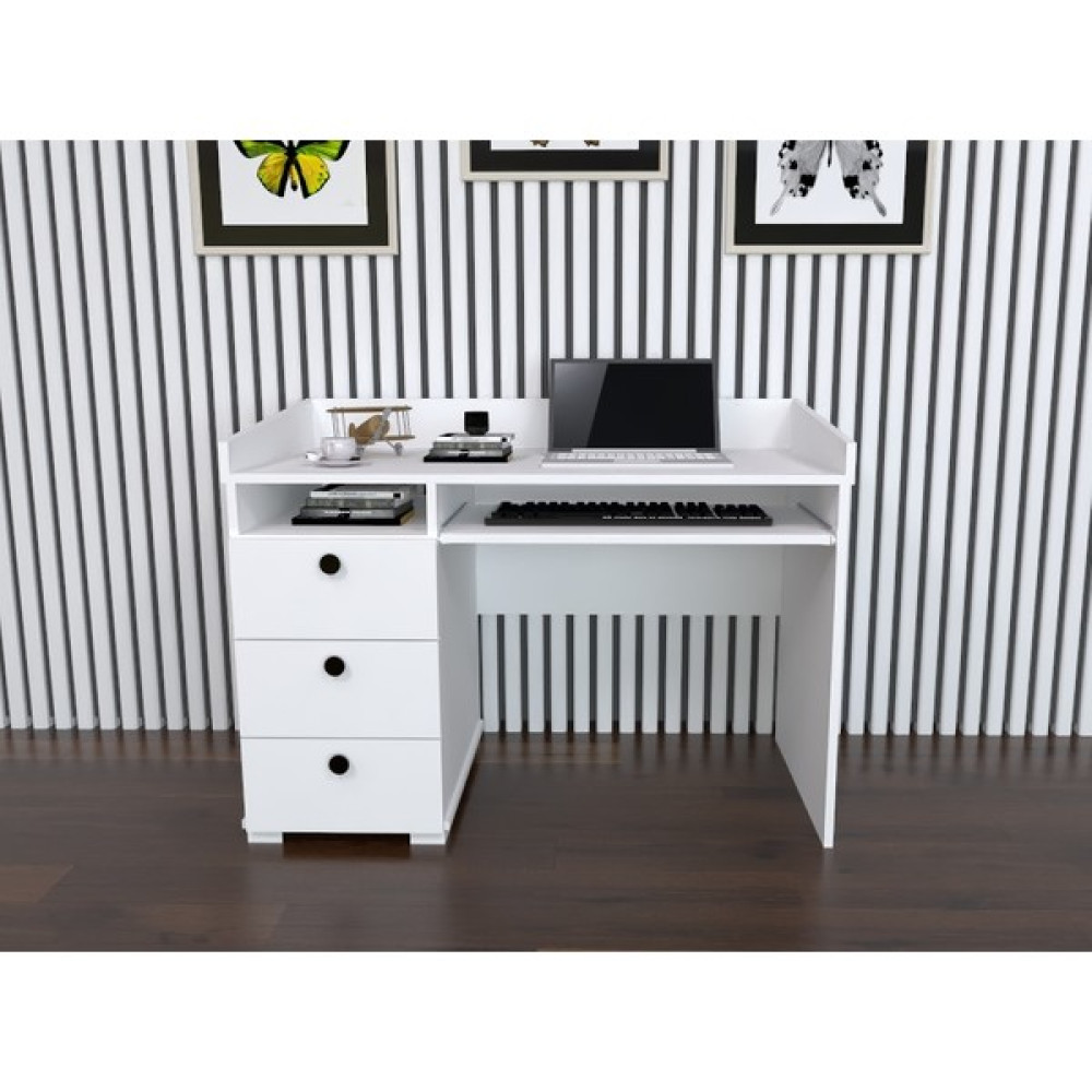 Decomech Mobilya Wes 3 Çekmeceli Çalışma Masası- Beyaz - Y: 75 cm D: 60 cm G: 60 cm Çalışma Masası Fiyatı