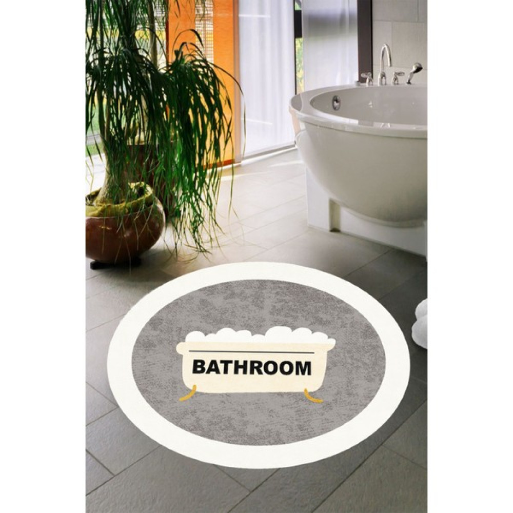Decomia Home Dijital Baskı Kaymaz Taban Yıkanabilir Bathroom Banyo Paspası Yuvarlak DC-8027 DC-8027 - Beyaz Klozet Takımı Fiyatı