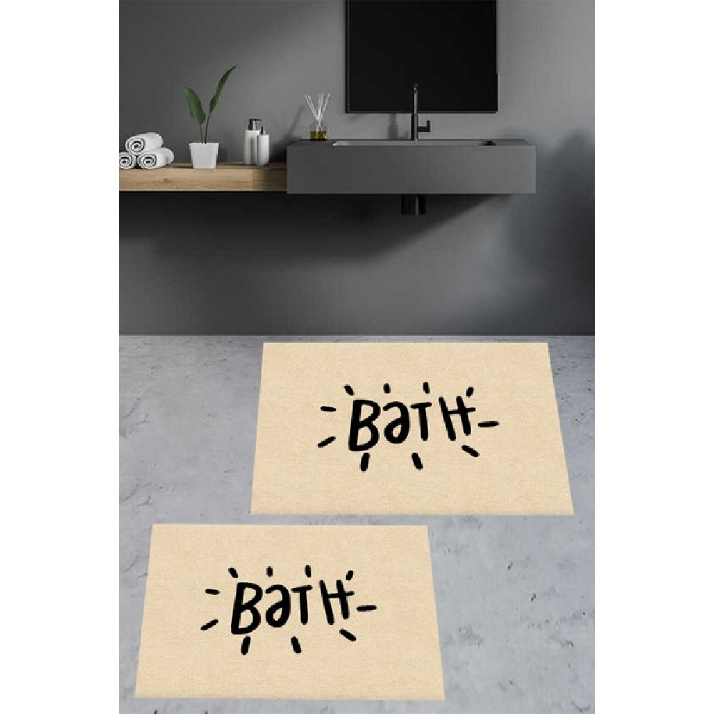 Decomia Home Dijital Baskılı Kaymaz Bath Yıkanabilir 2li Banyo Halısı Paspas Klozet Takımı DC-8024-BEJ - 60 x 100 cm - Bej Klozet Takımı Fiyatı