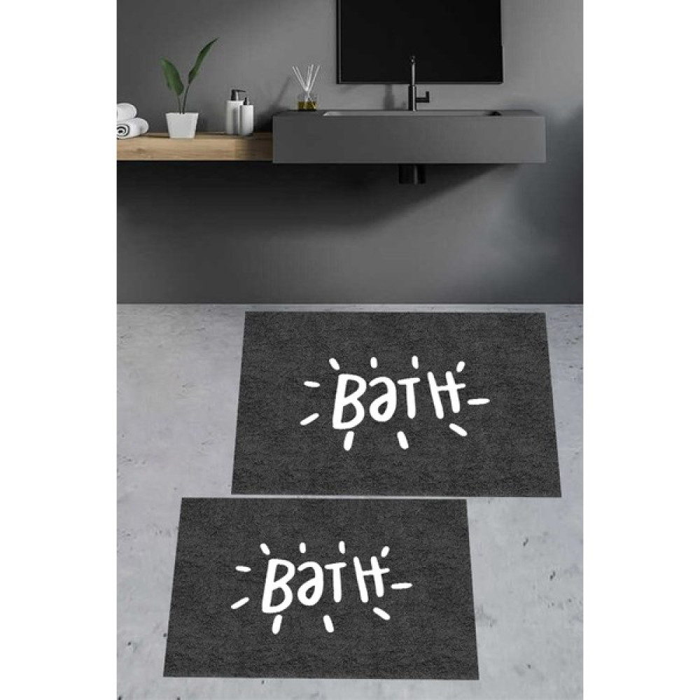 Decomia Home Dijital Baskılı Kaymaz Bath Yıkanabilir Yuvarlak Banyo Halısı Paspası DC8024-KOYU Gri 8024-SIYAH - 60 x 100 cm - Siyah Klozet Takımı Fiyatı