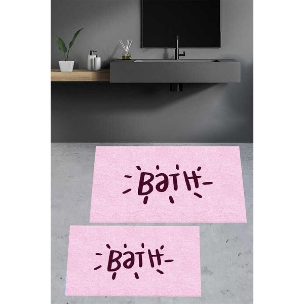 Decomia Home Dijital Baskılı Kaymaz Taban Bath Yıkanabilir 2li Banyo Halısı Paspas Klozet Takım DC-8024-PEMBE - 60 x 100 cm - Pembe Klozet Takımı Fiyatı