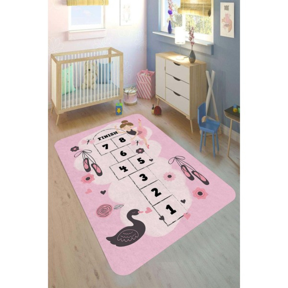 Decomia Home Dijital Baskılı Kaymaz Taban Yıkanabilir Eğlenceli Seksek Oyunlu Pembe Çocuk Odası HALISI-D9038 - 80 x 100 cm Salon Halısı Fiyatı