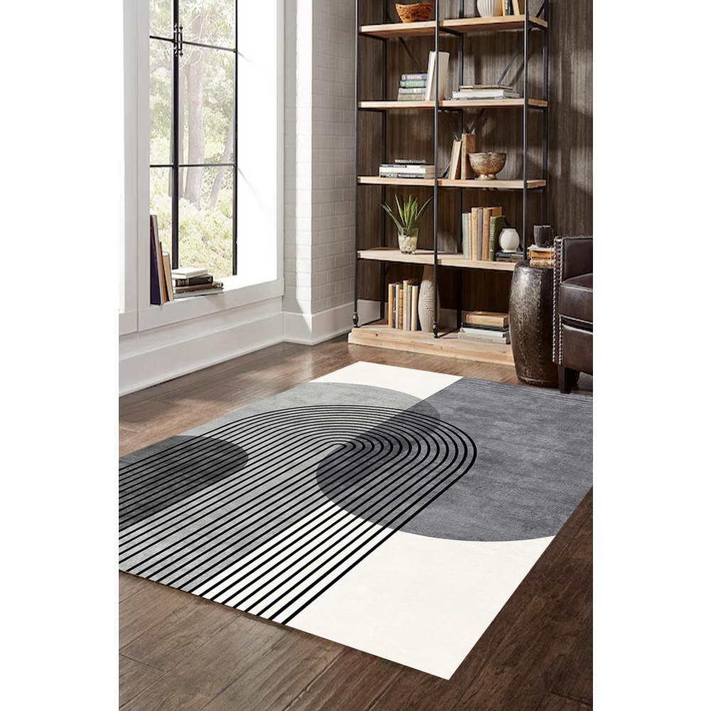 Decomia Home Dijital Kaymaz İskandinav Yıkanabilir Siyah Gri Bej Salon Halısı Mutfak Halısı Balkon Halısı Yolluk 80 x 300 Beden Kilim Fiyatı