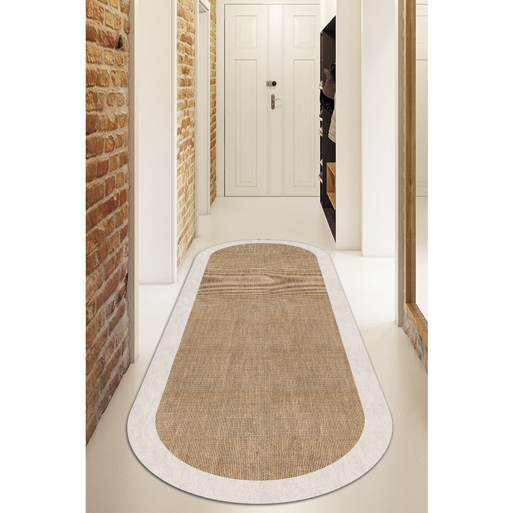 Decomia Home Dijital Kaymaz Yıkanabilir Bej Salon Halısı Mutfak Halısı Koridor Halısı Oval Halı Yolluk-d7024 160 x 400 Beden Kilim Fiyatı