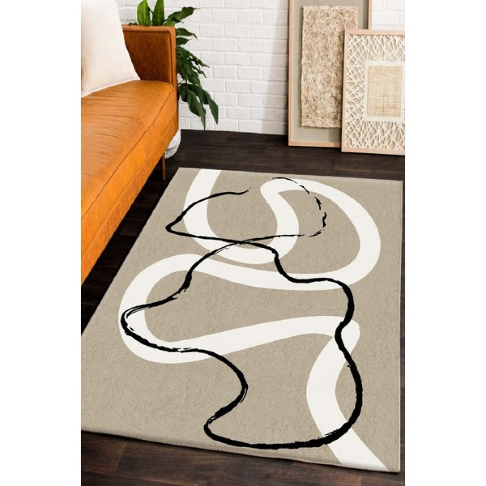 Decomia Home Dijital Kaymaz Yıkanabilir Dekoratif Salon Halısı Mutfak Halısı Koridor Halısı Halı-Yolluk - 100 x 150 cm - Vizon Salon Halısı Fiyatı