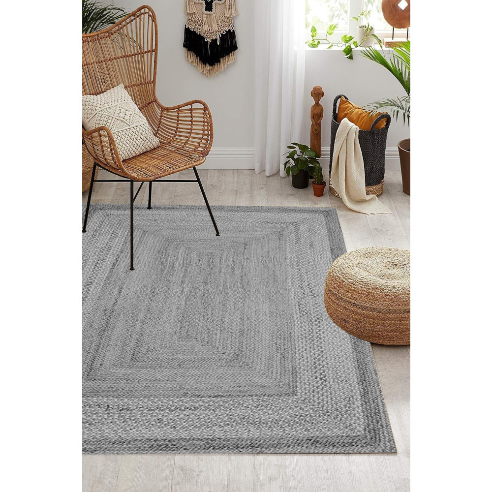Decomia Home Dijital Kaymaz Yıkanabilir Hasır Jüt Görünüm Modern Salon Halısı Mutfak Halısı Balkon Halısı 160 x 250 Beden Kilim Fiyatı