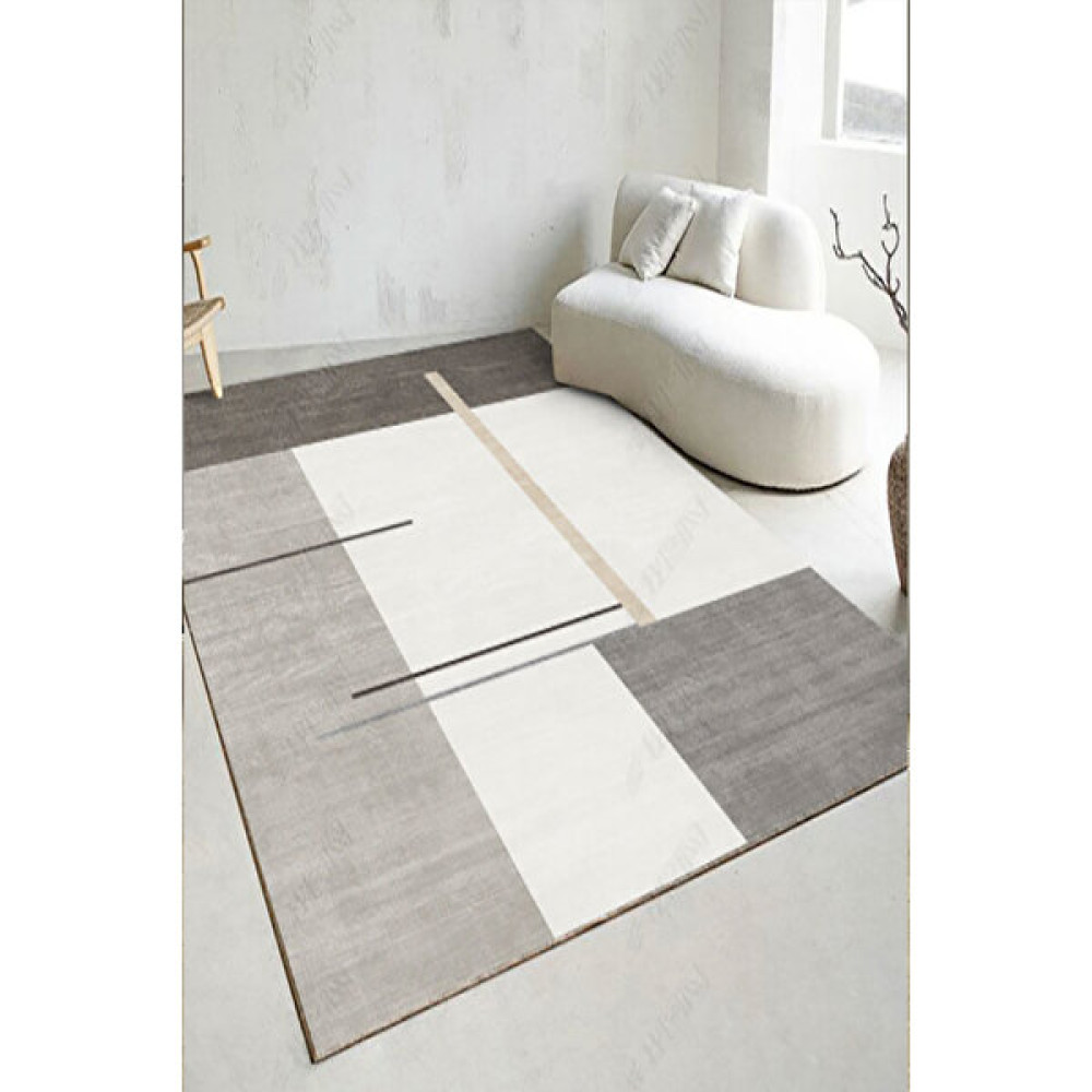 Decomia Home Dijital Kaymaz Yıkanabilir Modern Çizgi Salon Halısı Mutfak Halısı Koridor Halı Yolluk 4108 - Gri - 100 x 150 cm Salon Halısı Fiyatı