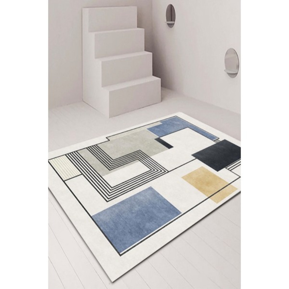 Decomia Home Dijital Kaymaz Yıkanabilir Modern Salon Halısı Mutfak Halısı Koridor Halı Yolluk D4101 - Beyaz - 80 x 100 cm Salon Halısı Fiyatı