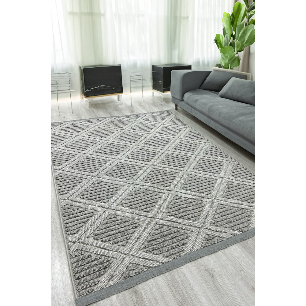 Decomia Home Lola İskandinav Dokuma Bukleli Gri Modern Kaymaz Salon Halısı Mutfak Halısı Koridor Halısı Yolluk 200 x 350 Beden Kilim Fiyatı
