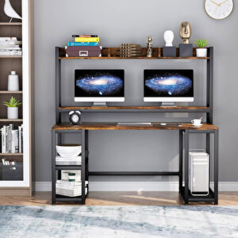Deconode Regal Raflı Çalışma Masası, Kahverengi Bilgisayar Masası Fiyatı