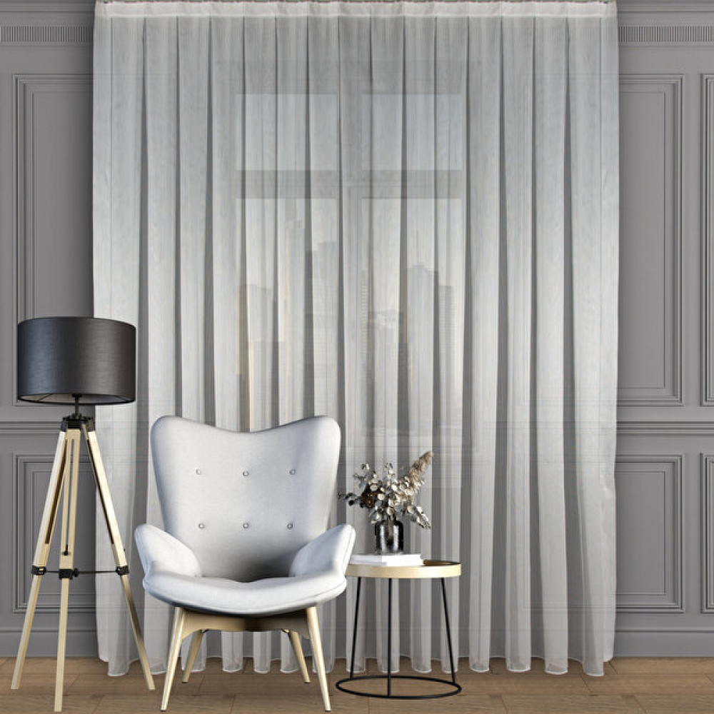 Decoperde Düz Ince Çizgili (Armür) Tül Perde Normal Pile (1'e 2,5 Pile) Dikim Kırık Beyaz - 120 x 230 cm Tül Perde Fiyatı