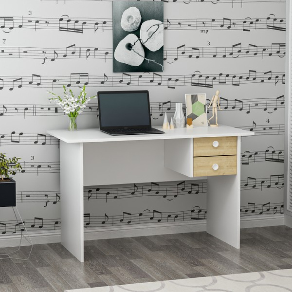 Decorair Drew Çekmeceli Çalışma Masası - Y: 74 cm D: 55 cm G: 120 cm - Beyaz Çalışma Masası Fiyatı