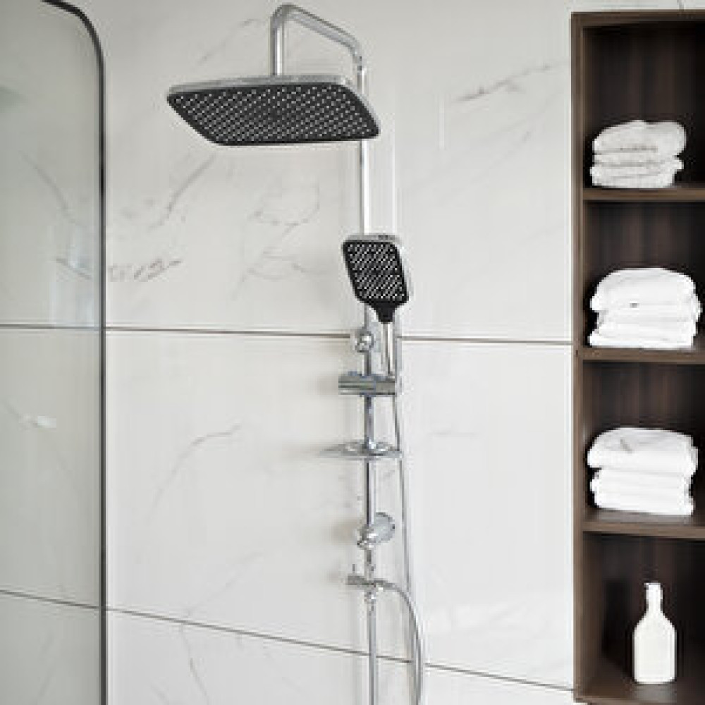 Decordem Banora Deluxe Oval Duş Sistemi, 2 Fonksiyon El Duşu Takımı, Paslanmaz Çelik, Standart Sabunluk, Krom Bataryalar & Musluklar Fiyatı