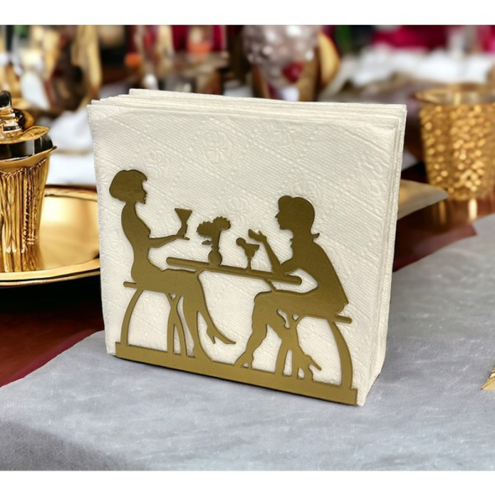 Decorelax Sohbet Temalı Gold Metal Peçetelik - 1 Adet Mutfak Gereçleri Fiyatı