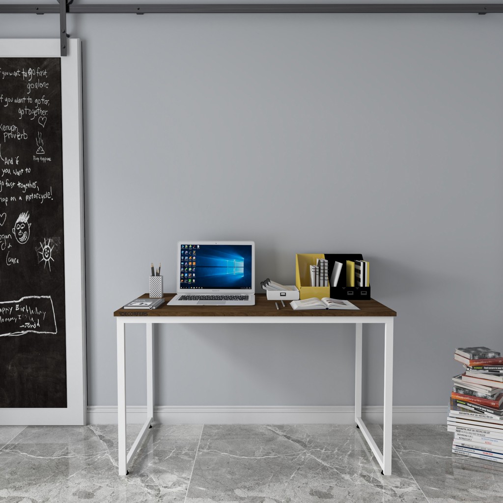 Decorfers Rega Çalışma Masası 120 x 60 cm - 120x60 cm - Beyaz - Ceviz Çalışma Masası Fiyatı