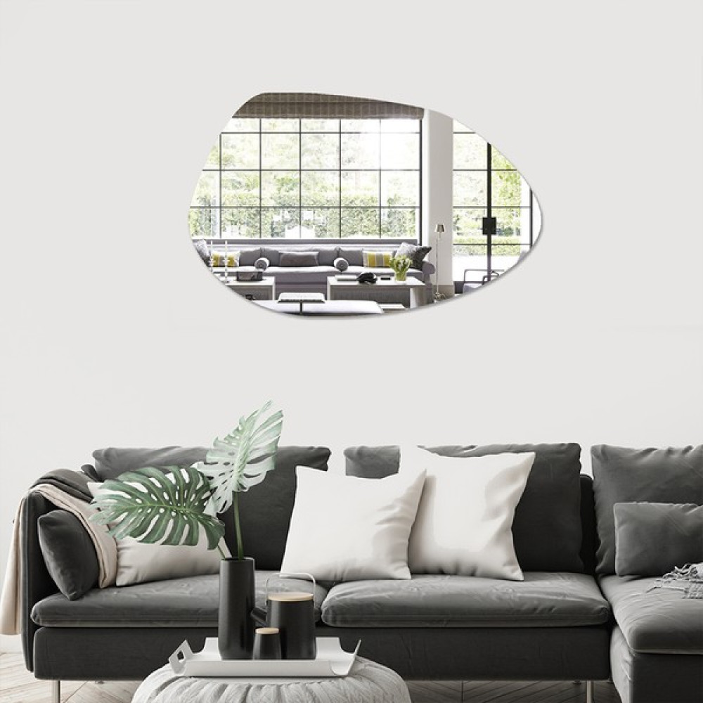 Decorita Ayna - Tasarım Asimetrik Ayna - 94CM x 58CM - Şeffaf Ayna Fiyatı