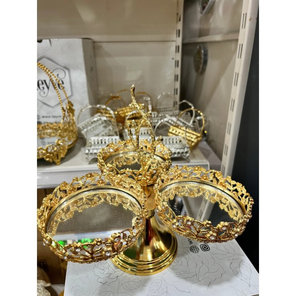 Decorland 3 Lü Ayaklı Gold Lokumluk - 1 Adet Mutfak Gereçleri Fiyatı