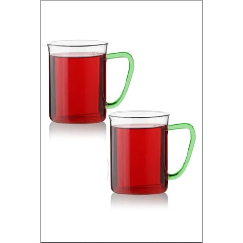 Decorland 3 Lü Borosilikat Cam Bardak Kupa 400ml - 3 Adet - Açık Yeşil - 400 ml Fincan / Bardak / Kahve Takımı Fiyatı