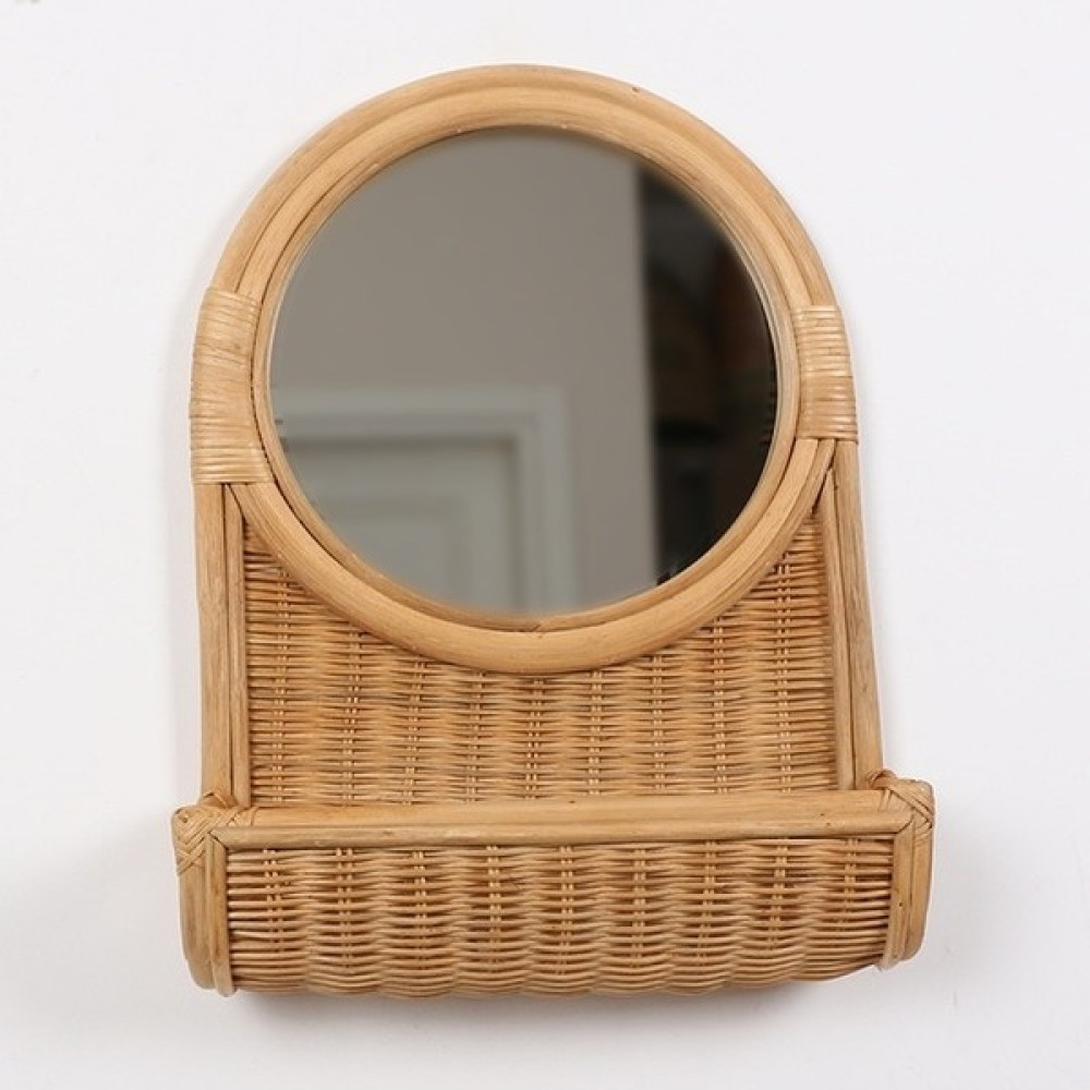 Decorland Japandi Bohem Bambu & Rattan & Hasır Kahverengi Dekoratif Ayna, Ayna Fiyatı